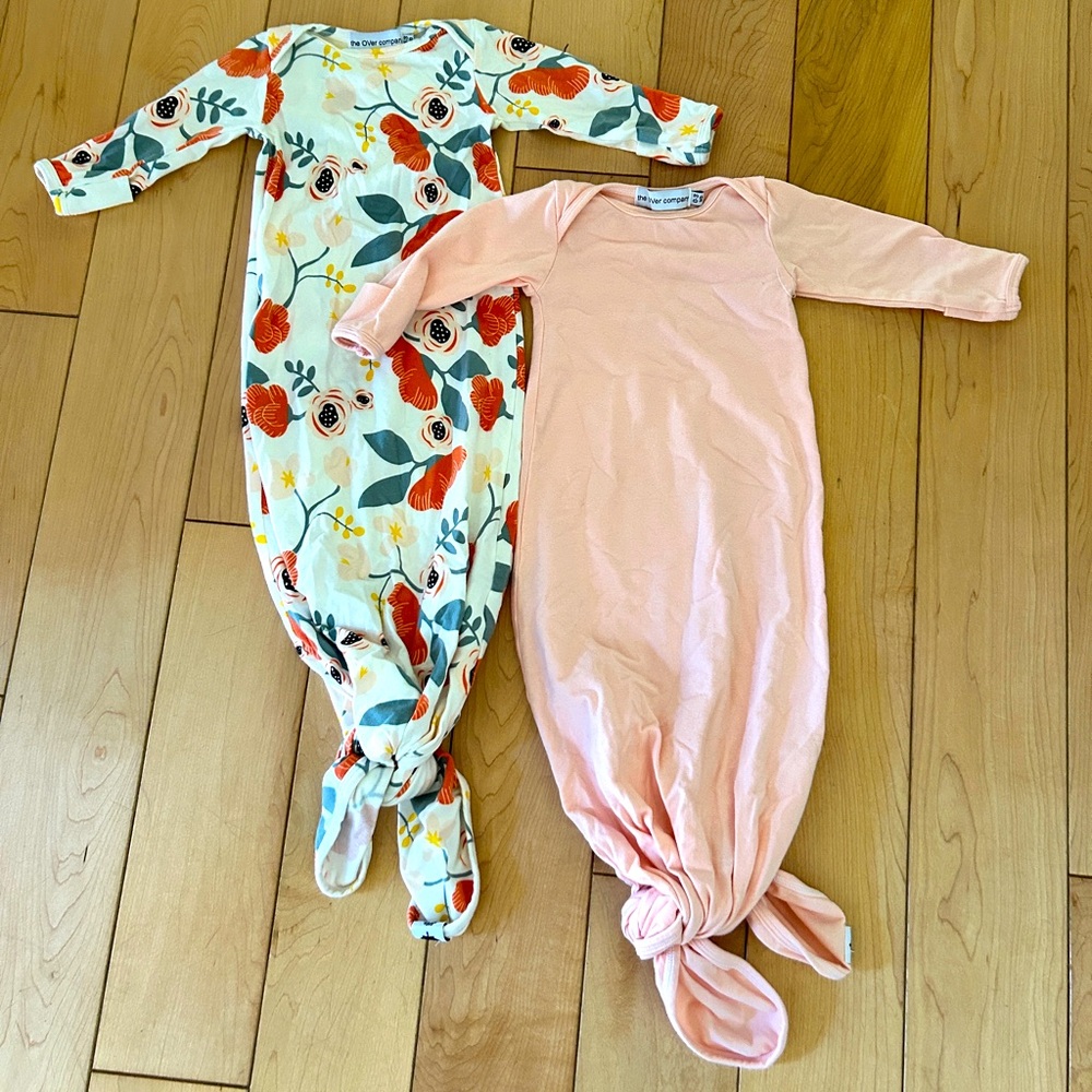 Two baby gowns - pink and floral 0-3 months